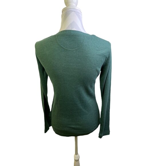 Bob Timberlake Long Sleeve Ribbed Top  Small Green - Picture 3 of 5